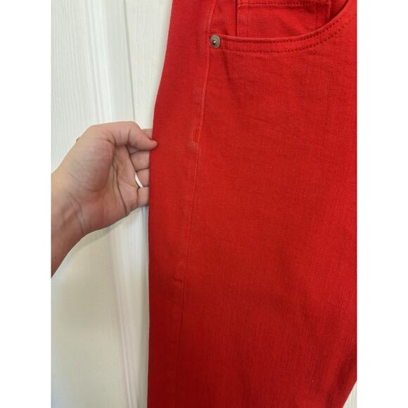 Veronica Beard Jeans Red Brooke 8.5” Crop Denim Pants Size 25 Holiday Party - Picture 5 of 10